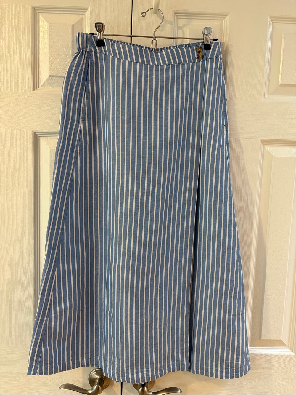 Pact Blue and White Canopy Linen/Cotton Blend Wrap Maxi Skirt Size M - Picture 1 of 10